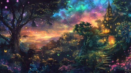 Obraz na płótnie Canvas Enchanted Cosmic Estate