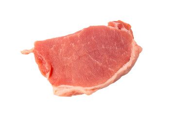 Raw pork pieces isolated on a white background.