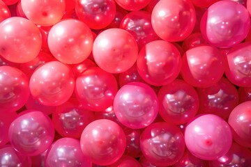 Group of Colorful Pink Balloons as Wall Decoration for Party Background Texture