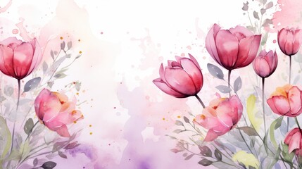 flowers with watercolor background