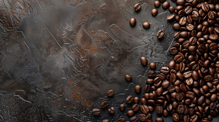Coffee beans on a dark background, Generative AI. C002