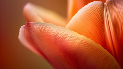Delicate Orange Tulip: A Closeup Emphasizing Elegant Lines and Warm Hues