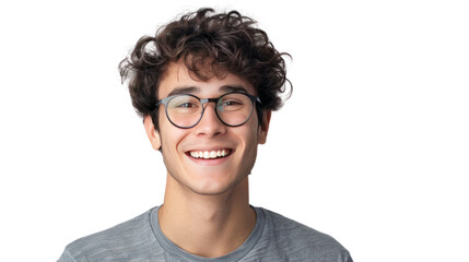 Fototapeta premium Portrait of a smiling man with glasses isolated on transparent background