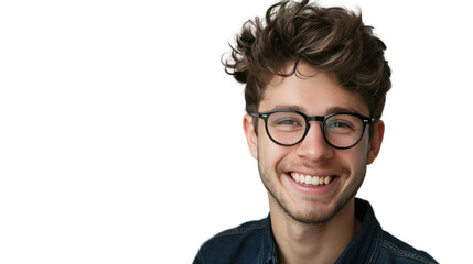 Fototapeta premium Portrait of a smiling man with glasses isolated on transparent background