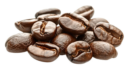 Obraz premium Detail Shot Of Coffee Beans. Isolated on transparent background.
