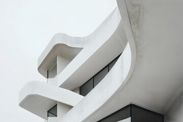 3d Illustration of white building. Designing futuristic architecture