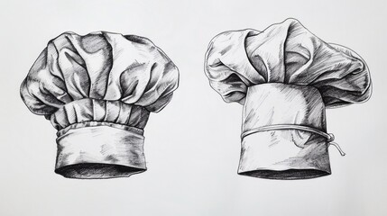 A realistic drawing of a chef's hat. Ideal for culinary and cooking concepts - obrazy, fototapety, plakaty