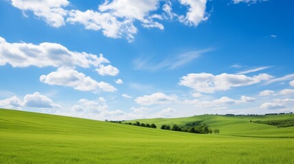 Fototapeta na wymiar Green field with blue sky 