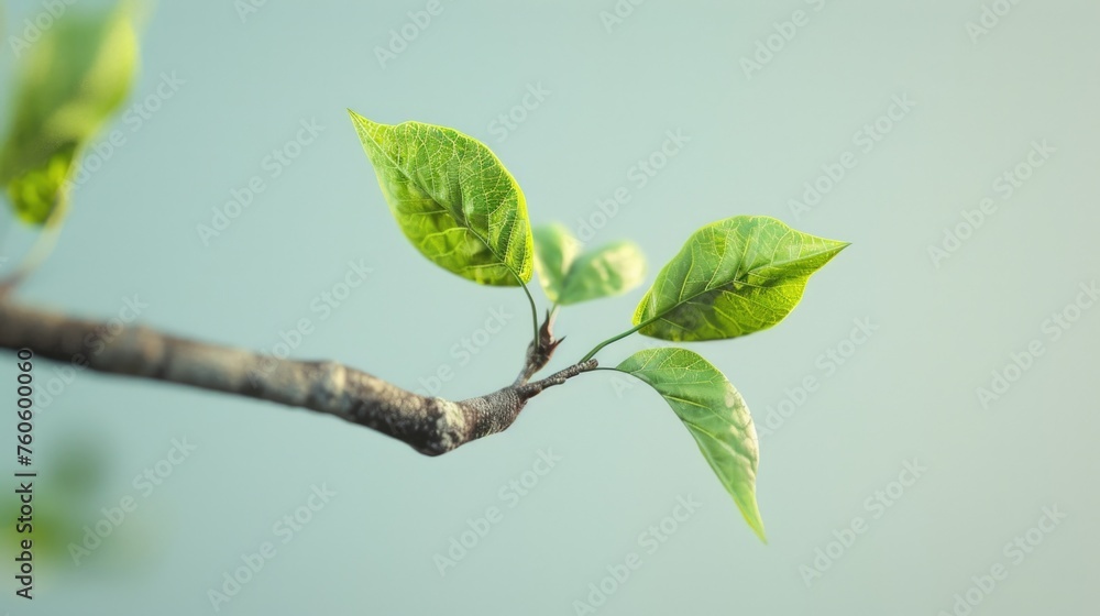 Poster a branch of a tree with green leaves. suitable for nature and environment concepts