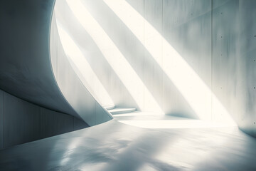 3d futuristic room, architectural background with incident light from outside