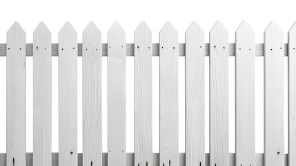 White wooden fence on transparent background.