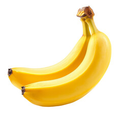 A two ripe bananas with small brown spots isolated on a transparent white background