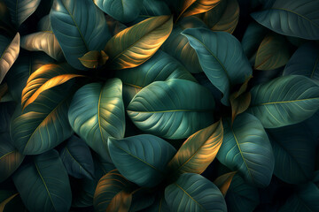 Tropical leaves background. 3d rendering, 3d illustration.