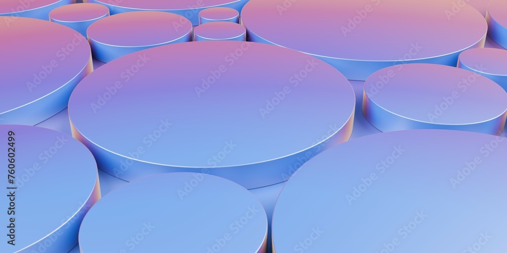 Aufkleber blue and pink abstract array of thin round cylinder shapes, geometric shape background template