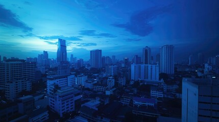 A view of a city skyline from a high rise building. Ideal for urban architecture concepts