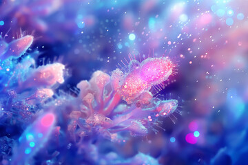Fototapeta na wymiar A fantastic world full of underwater coral-like creatures