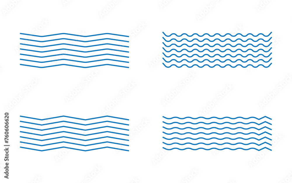 Poster set of wavy zigzag lines. wave thin line background. vector zigzag and wavy blue horizontal underlin