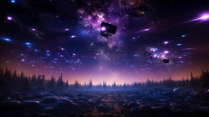 Obraz na płótnie Canvas Virtual reality space with stars and connections