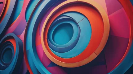 Foto op Canvas Vibrant circles on a wall, ideal for background use © Ева Поликарпова