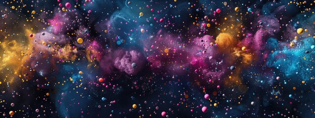 Vibrant explosion of colorful particles background - obrazy, fototapety, plakaty