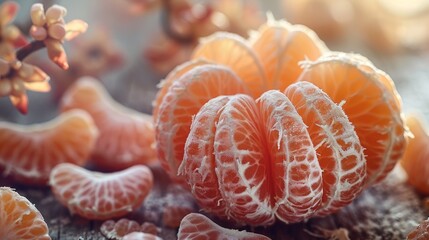  a group of oranges sitting on top of a wooden table next to each other on top of a pile of dirt.