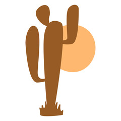 Obraz premium Boho Abstract Cactus for Home Decorations, Wall Art Ornament