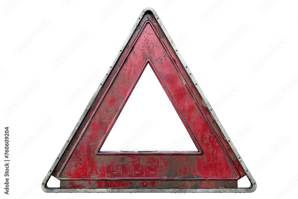 Poster a simple red triangle on a white background. suitable for various design projects