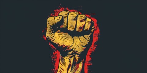 A fist against a red and yellow background. Great for activism and protest concepts