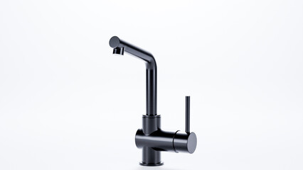 Modern black wash basin mixer tap with strainer premium photo 3d render