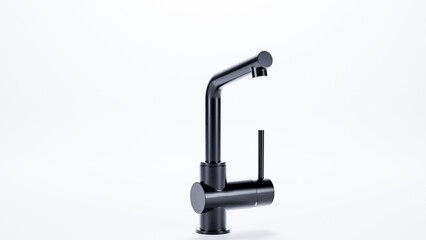 Modern black wash basin mixer tap with strainer premium photo 3d render