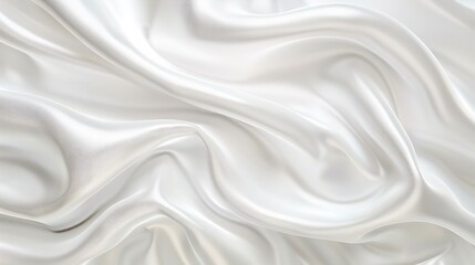 Obraz premium Abstract white luxury fabric wave background with copy space. Smooth liquid wave. Elegant shiny silk satin texture. Suit for wallpaper, cover, header, desktop, web, flyer.