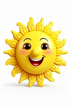 3d cartoon sun character isolated on white background for vibrant and cheerful designs