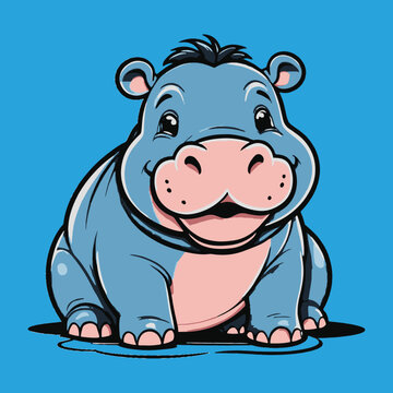 cute little hippo vector isolated