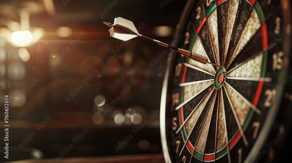 Poster dartboard with arrow about hit
