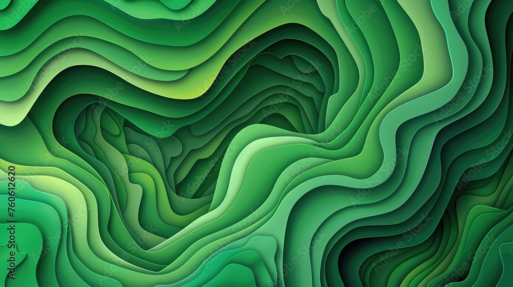 Poster a green abstract background with wavy shapes. suitable for graphic design projects