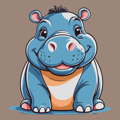 cute little hippo vector isolated