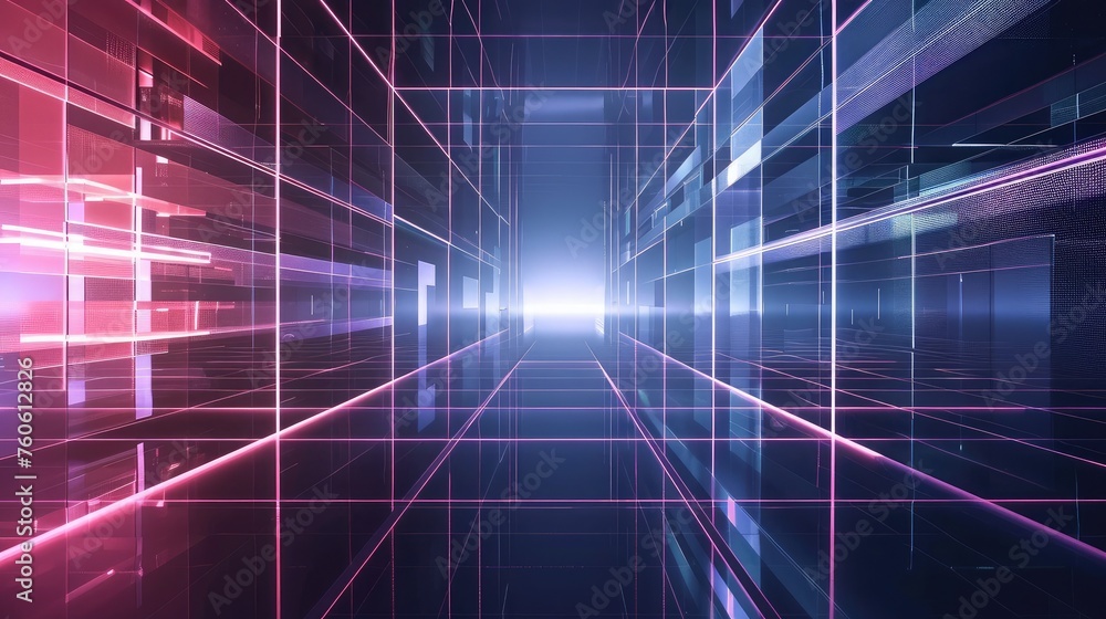 Poster elegant futuristic light and reflection with grid line background
