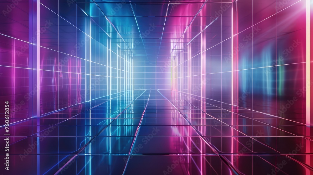 Poster elegant futuristic light and reflection with grid line background