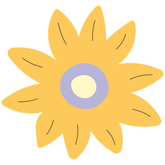 Flat flower bud element for beautiful design. Simple form. Vector drawing.