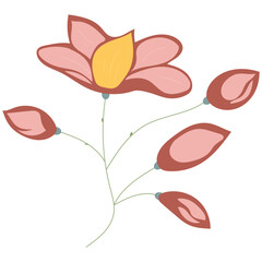 Decorative flower. Floral plant element for beautiful design. Simple form. Vector drawing.