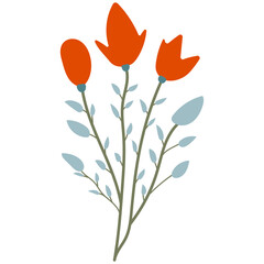 Decorative flower. Floral plant element for beautiful design. Simple form. Vector drawing.