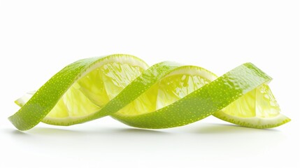 Freshly sliced lime on white surface, perfect for food and beverage concepts