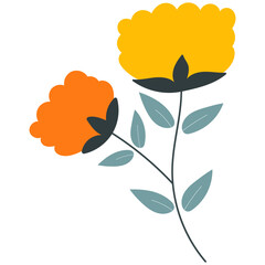 Decorative flower. Floral plant element for beautiful design. Simple form. Vector drawing.