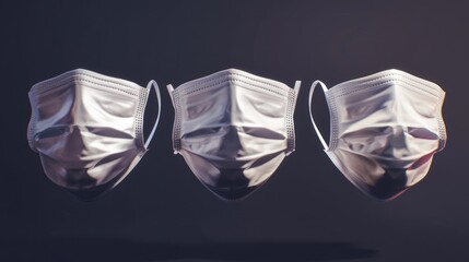 Three masks hanging from a string. Versatile image for various themes