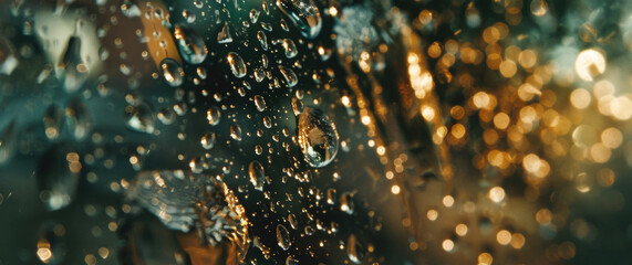 Close up of water droplets on a window. Ideal for weather or natural patterns concept