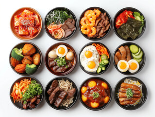 Korean food on isolated background,created with Generative AI tecnology.