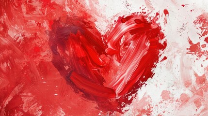 A simple painting of a red heart on a white background, perfect for various romantic or love-themed designs