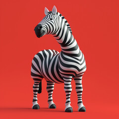 A zebra-themed 3D monster quirky with its black and white stripes