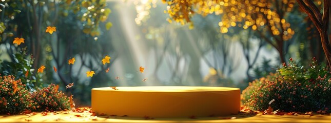A Yellow Bench in a Park - obrazy, fototapety, plakaty