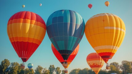 Fototapeta premium Three Hot Air Balloons Flying in the Sky